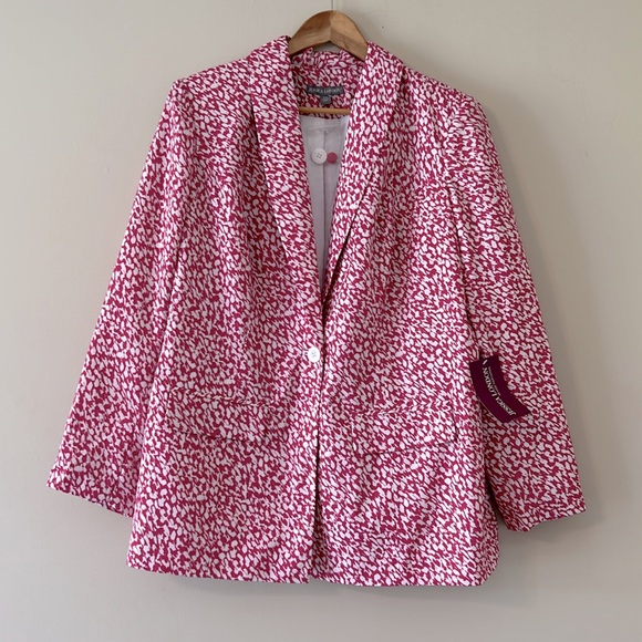 New Jessica London | Blazer Pink & White 16W | One Button Front Long Sleeve NWT - Picture 1 of 6